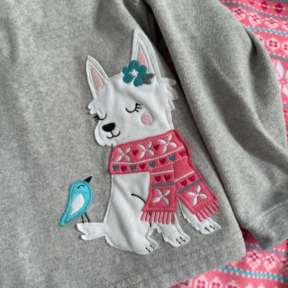 Carter's Gray and Pink Pajama Set Cozy Winter Wear - Picture 2 of 3